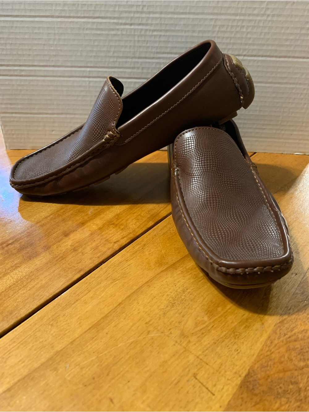 Unlisted by Kenneth Cole Men's Brown Textured Drivers Slip On Loafers 10.5